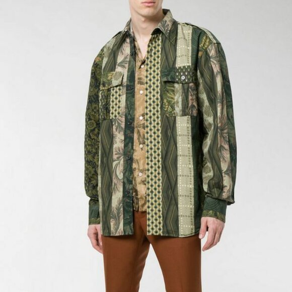 SS18 DRIES VAN NOTEN CAYCE PATCHWORK PRINT SHIRT JACKET M - Picture 1 of 16